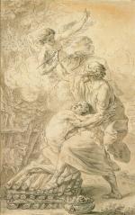 Lodovico TESIO (Turin, 1731-1782). 
Le sacrifice d'Abraham. 
Plume et encre...