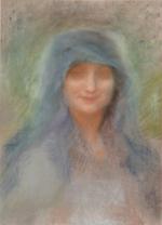 LÉVY-DHURMER Lucien (1865-1953). 
Portrait de femme au voile. 
Pastel et...