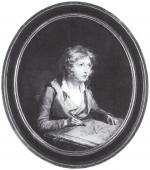 Charles Toussaint LABADYE (1771-1798). 
Autoportrait de l'artiste dessinant. Fusain, ovale....