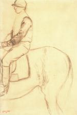 DEGAS Edgar (1834-1917). 
Étude d'un jockey vu de profil. 
Fusain....