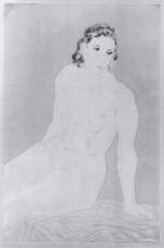 FOUJITA Tsuguharo Léonard (1886-1968). 
Femme, grand nu assis. 
Eau forte...