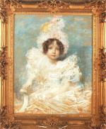 LÉANDRE Charles-Lucien (1862-1930). 
Portrait de Sybille Achard de Bonvouloir. 
Pastel....