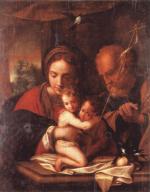 École ITALIENNE vers 1650. 
Vierge à l'Enfant avec saint Jean-Baptiste....