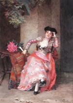 Jean Georges VIBERT (Paris, 1840-1902). 
Une maja en costume de...