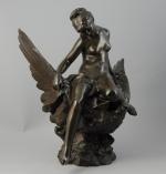 Jules P. ROULLEAU (1855-1895)Hébé sur l'aigle de Jupiter.Bronze à patine...