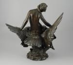 Jules P. ROULLEAU (1855-1895)Hébé sur l'aigle de Jupiter.Bronze à patine...