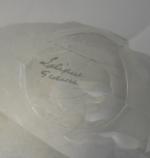 René LALIQUE (1860 - 1945). CHANDELIER  "Mésanges", verre blanc...