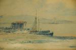 Henri FOREAU (1866-1938)Paysage de bord de mer.Aquarelle sur papier.27 x...
