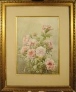 Marie CHAMBON (XXème)Bouquet de pivoines.Aquarelle signée en bas à droite.77...