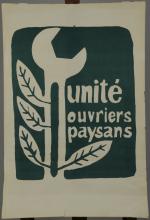 MAI 1968."Unité Ouvriers Paysans"Affiche.48 x 32 cm. (petits accidents)
