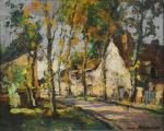 Robert FALCUCCI (1900 - 1980)Vue d'un village.Toile.46 x 55,5 cm.