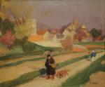 Jules Émile ZINGG (Montbéliard, 1882 - 1942) Route traversant un...