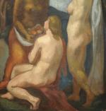 Manuel ORTIZ DE ZARATE (1886-1946)Les trois Grâces au bain.Toile.115 x...