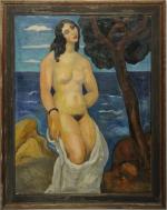 Manuel ORTIZ DE ZARATE (1887 - 1946)Femme nue sortant de...