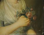 École FRANÇAISE du début du XIXème.Femme au bouquet de roses.Toile.59...