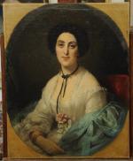 Édouard Louis DUBUFE (1819/20-1883)Portrait de Madame Bretonneau de Moydier.Toile signée...