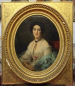 Édouard Louis DUBUFE (1819/20-1883)Portrait de Madame Bretonneau de Moydier.Toile signée...
