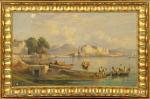 Consalvo CARELLI (1818-1900). Naples, le château de l'uf, le Vésuve....