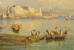 Consalvo CARELLI (1818-1900). Naples, le château de l'uf, le Vésuve....
