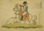 Deux GRAVURES représentants : Napoléon Bonaparte à cheval.39 x 46...