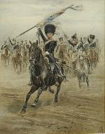 École FRANÇAISE de la fin du XIXème.Charge de cavalerie.Épreuve, reproduction...