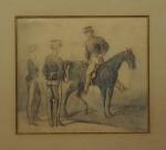 Constantin GUYS (1805-1892)
Officier à cheval et soldat anglais.
Gouache et encre...