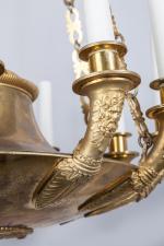 LUSTRE en bronze doré en forme de lampe antique à...