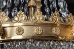 Important LUSTRE couronne en bronze doré à décor de fleurons,...