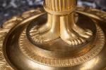 PAIRE de FLAMBEAUX en bronze doré montés en candélabres à...
