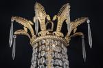 LUSTRE corbeille à couronne de huit lumières en bronze doré...
