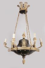 LUSTRE en forme de lampe antique à trois chaînes de...