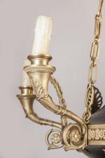 LUSTRE en forme de lampe antique à trois chaînes de...