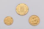 EUROPE. 3 monnaies en or :- FRANCE. 1 pièce de...