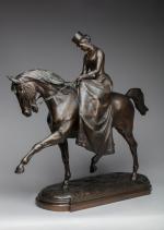 Godefroid DEVREESE (Courtrai, 1861 - Bruxelles, 1941) Amazone, 1886.Bronze patiné,...