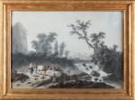 Jean PILLEMENT (Lyon, 1728 - Lyon, 1808)Une paire : Paysages...