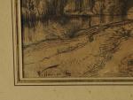 Léon VILLEVIEILLE (1826 - 1863). Bords de rivière. Dessin.26,5 x...