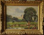 Alexandre DUBUISSON (1805-1870)Environs de Windsor. Huile sur toile signée en...