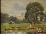 Alexandre DUBUISSON (1805-1870)Environs de Windsor. Huile sur toile signée en...