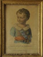 d'après CHASSELAT.Portrait du Duc de Bordeaux enfant.Gravure en couleur. 29...