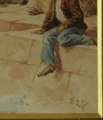 Frédéric LIX (1830-1897) L'embarquement des marins.Aquarelle signée en bas à...