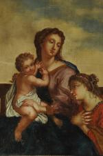 École ITALIENNE du XVIIIe siècle. Vierge à l'Enfant avec sainte...