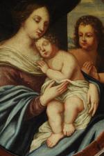 ÉCOLE ITALIENNE du XVIIIe siècle. Vierge à l'Enfant. Huile sur...