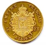 Napoléon III (tête nue) 50 Francs 1856 Paris. Superbe.