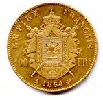 Napoléon III (tête laurée) 100 Francs 1864 Paris. Superbe.