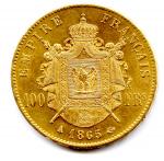 Napoléon III (tête laurée) 100 Francs 1865 Paris. Superbe.