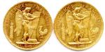 Lot de deux pièces IIIe République : 100 Francs or...
