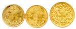 Lot de trois pièces d'or de la Suisse : ...