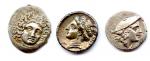 Lot de trois monnaies grecques en argent : drachme de...