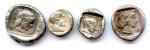 Lot de quatre monnaies archaïques en argent (480-440) : drachme...