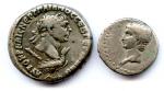 Lot de deux monnaies d'argent colonies romaines : téradrachme et...